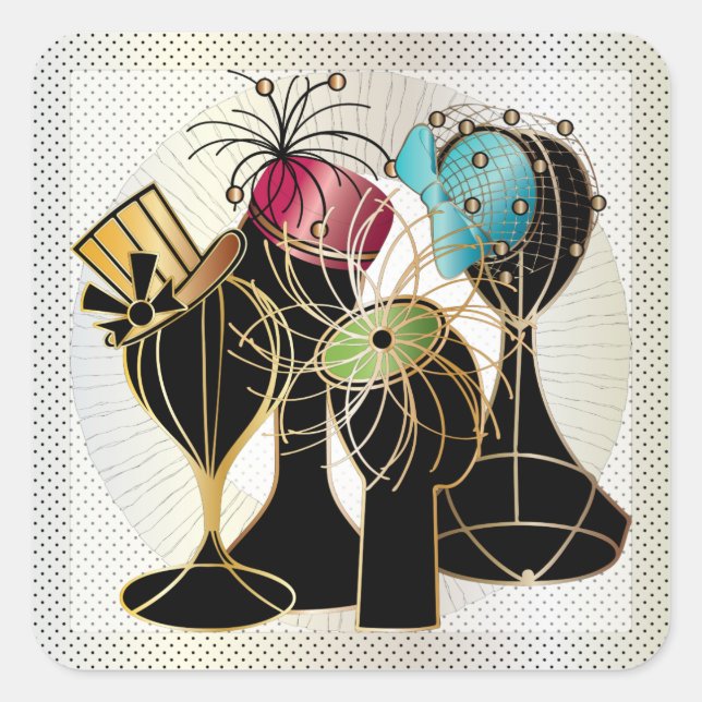 Pegatina Cuadrada Gorras de Queenly (Anverso)