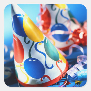 Pegatina Cuadrada Gorras del fiesta