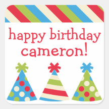 Gorras fiestas Pegatinas de cumpleaños personaliza