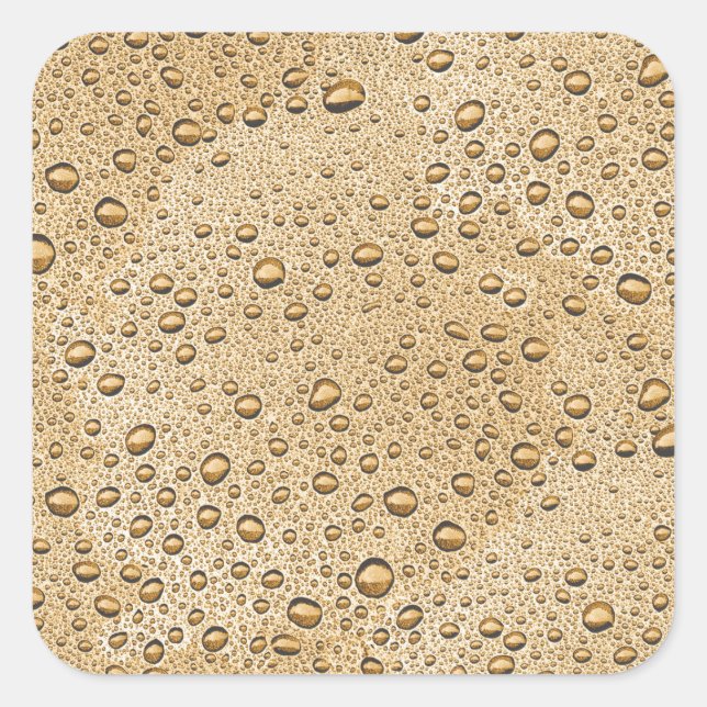 Pegatina Cuadrada Gotas de agua de oro (Anverso)