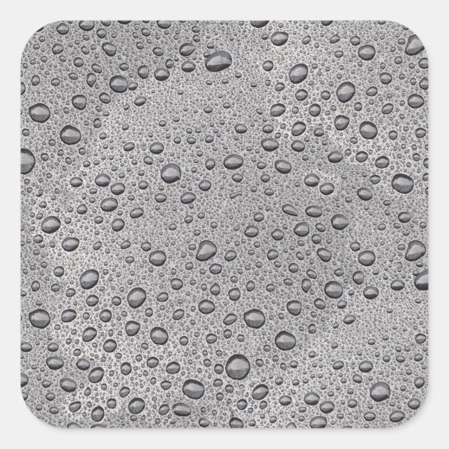 Pegatina Cuadrada Gotas de agua gris (Anverso)