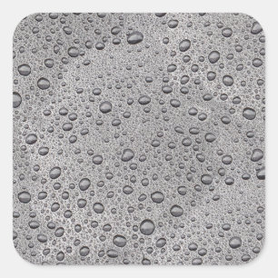 Pegatina Cuadrada Gotas de agua gris