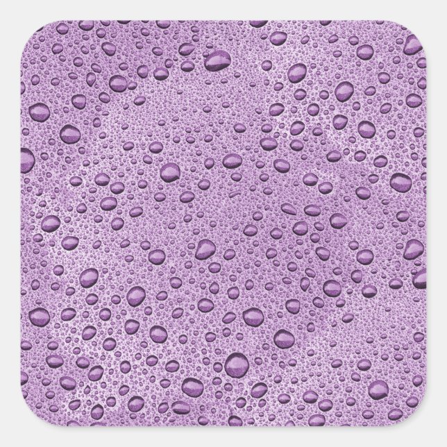 Pegatina Cuadrada Gotas de agua morada (Anverso)