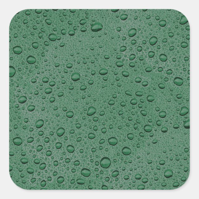 Pegatina Cuadrada Gotas de agua verde (Anverso)