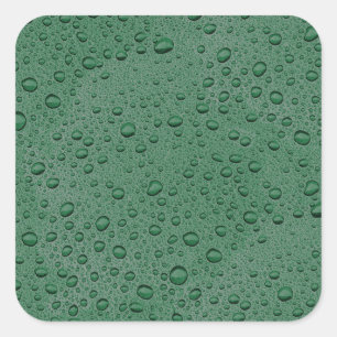 Pegatina Cuadrada Gotas de agua verde