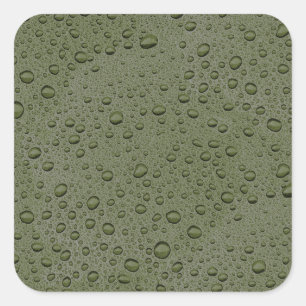 Pegatina Cuadrada Gotas de agua verde oliva