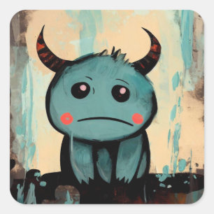 Pegatina Cuadrada Gotas de lluvia y cuernos