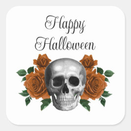 Pegatina Cuadrada Gothic Floral Skull Halloween