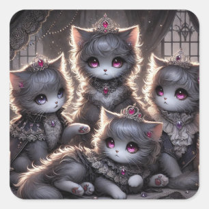 Pegatina Cuadrada Gótica Lolita Black Princess Gats