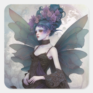 Pegatina Cuadrada Gótico Dark Fairy Chica Fantasy Art