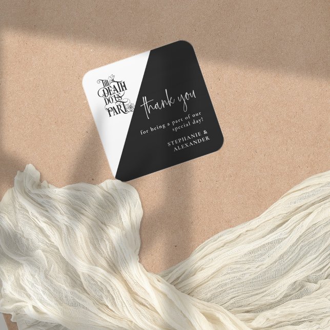 Pegatina Cuadrada Gótico Hasta Que La Muerte Nos Haga Parte Gracias  (Subido por el creador)