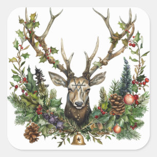 Pegatina Cuadrada Gótico, pagano, nórdico, yule o Navidades