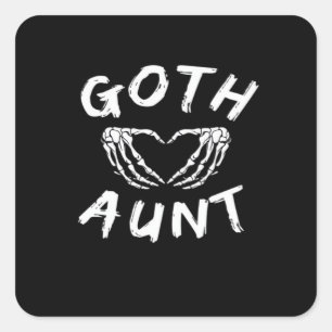 Pegatina Cuadrada Gótico tía Graciosa Emo Tía Punk Cute Mano De Esqu