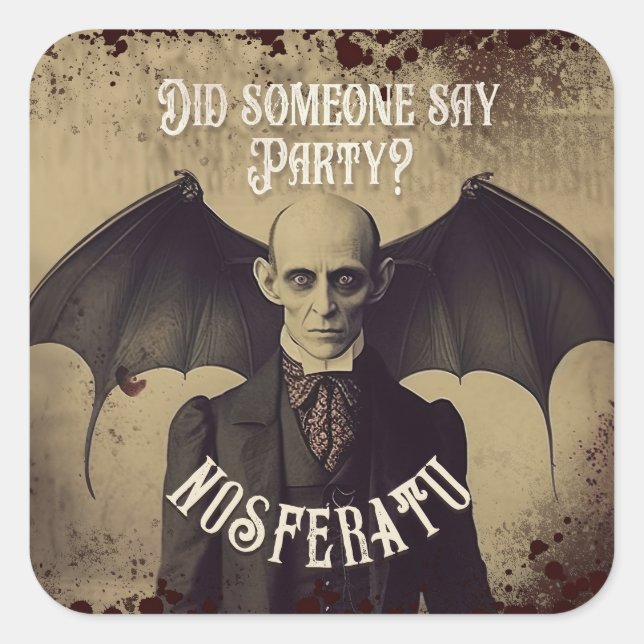 Pegatina Cuadrada Gótico Victoriano Antiguo de Halloween Drácula (Anverso)