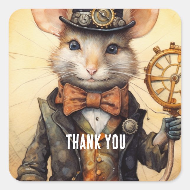 Pegatina Cuadrada Goudawhisk steampunk (Anverso)