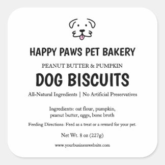 Pegatina Cuadrada Gourmet Dog Treat Bakery Label
