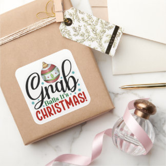 Pegatina Cuadrada Grab Balls It's Christmas Sticker Set
