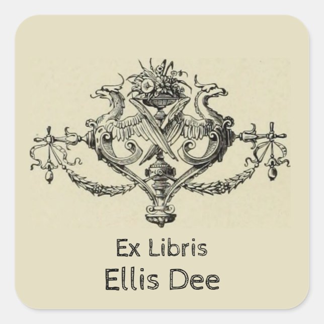 Pegatina Cuadrada Grabación de la exposición universal Bookplate 190 (Anverso)