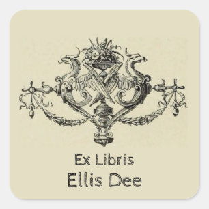 Pegatina Cuadrada Grabación de la exposición universal Bookplate 190