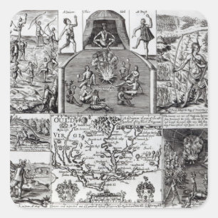 Pegatina Cuadrada Grabado por Robert Vaughan