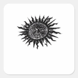 Pegatina Cuadrada Grabado solar medieval - Estética de Whimsigoth -