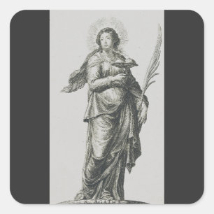 Pegatina Cuadrada Gracia Volcánica de Santa Águeda de Sicilia Arte