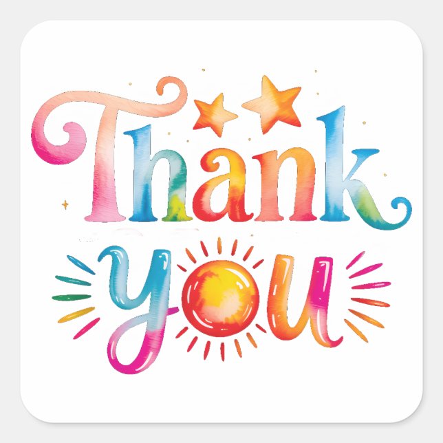 Pegatina Cuadrada Gracias (Anverso)