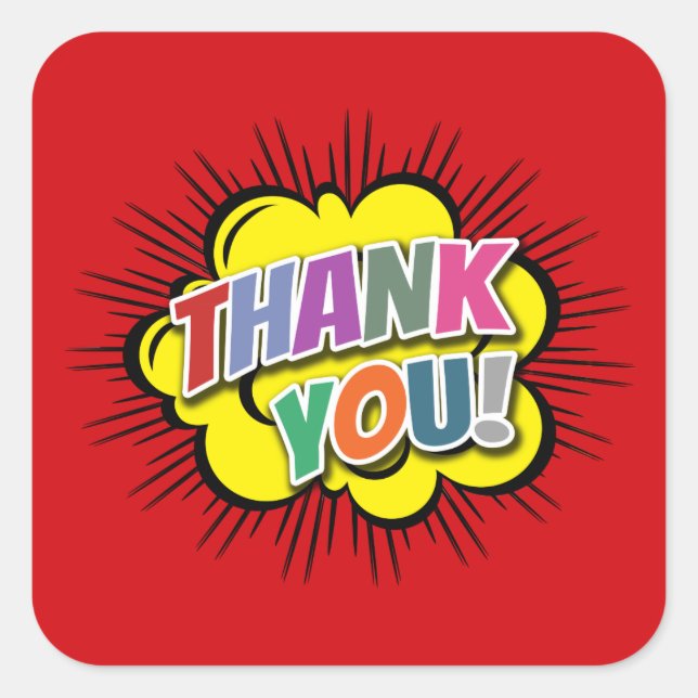 Pegatina Cuadrada Gracias (Anverso)