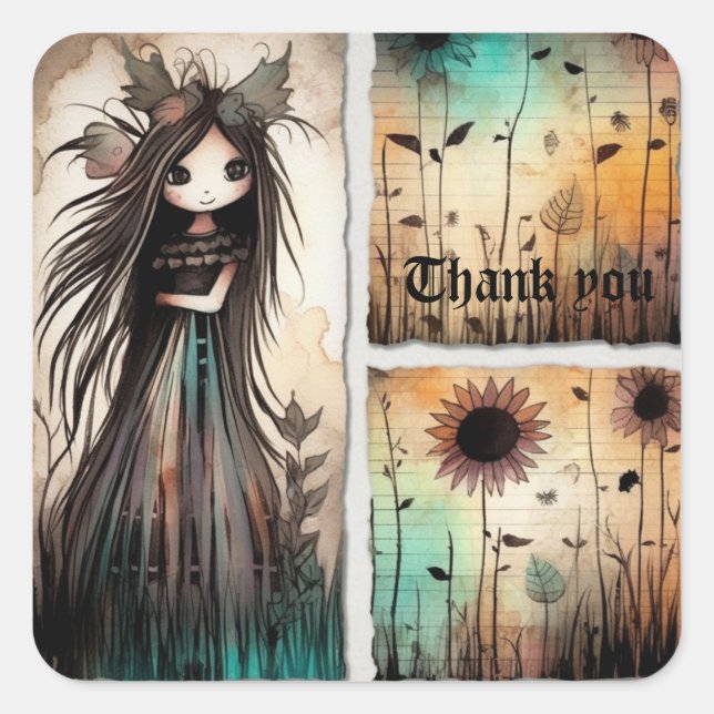 Pegatina Cuadrada Gracias 2 (Anverso)