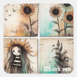 Pegatina Cuadrada Gracias 6