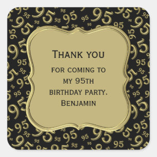 Pegatina Cuadrada Gracias: 95 Typography Number Pattern Gold/Black
