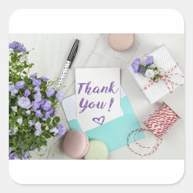 Pegatina Cuadrada ¡Gracias a Bunch! Divertidas Gracias Pegatinas (Anverso)