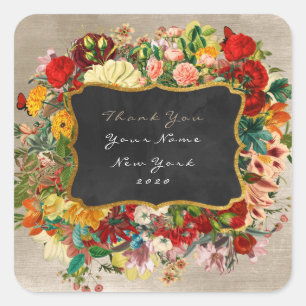 Pegatina Cuadrada Gracias a don Velvet barroco Marfil Pearl Floral