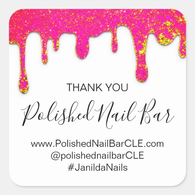 Pegatina Cuadrada Gracias a la compra de uñas Boutique Mantequilla r (Anverso)
