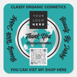 Pegatina Cuadrada Gracias a la empresa QR Code Logo Mapa de plata Gl