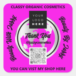 Pegatina Cuadrada Gracias a la empresa QR Code Logo Mapa de plata Gl