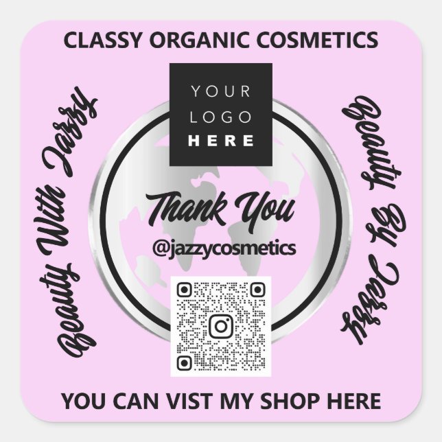 Pegatina Cuadrada Gracias a la empresa QR Code Logo Mapa de plata Gl (Anverso)