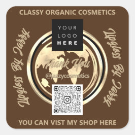Pegatina Cuadrada Gracias a la empresa QR Code Logo World Map Earth 