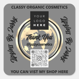 Pegatina Cuadrada Gracias a la empresa QR Code Logo World Map Earth 