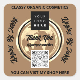 Pegatina Cuadrada Gracias a la empresa QR Code Logo World Map Earth 