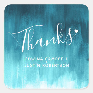 Pegatina Cuadrada Gracias a la verde azulada acuarela acuarela lava 