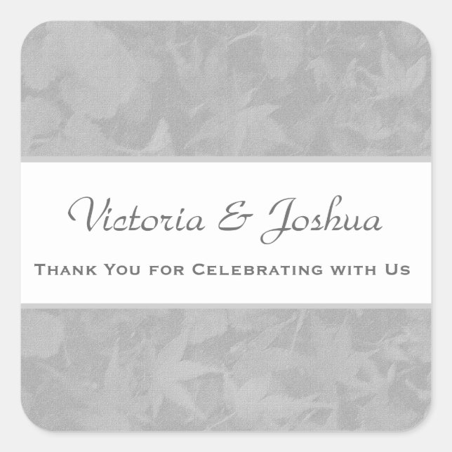 Pegatina Cuadrada Gracias a las hojas silenciadas plateadas V23 (Anverso)