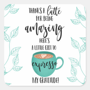 Pegatina Cuadrada gracias a latte por ser día de San Valentín impres