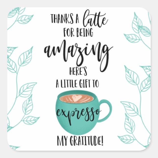 Pegatina Cuadrada gracias a latte por ser día de San Valentín impres (Anverso)