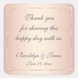 Pegatina Cuadrada Gracias a los elegantes stickers de la boda de Rub