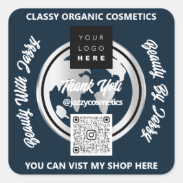 Pegatina Cuadrada Gracias a los negocios con el logotipo QRCode Mapa