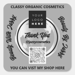 Pegatina Cuadrada Gracias a los negocios QRCode Logotipo Mapa de pla