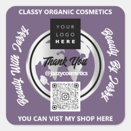 Pegatina Cuadrada Gracias a los negocios QRCode Logotipo Mapa de pla