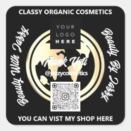 Pegatina Cuadrada Gracias a los negocios QRCode Logotipo Mapa de pla