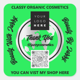 Pegatina Cuadrada Gracias a los negocios QRCode Logotipo Mapa de pla